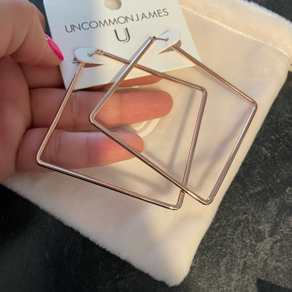 NWT Uncommon James Rose Gold Square “Hoops”